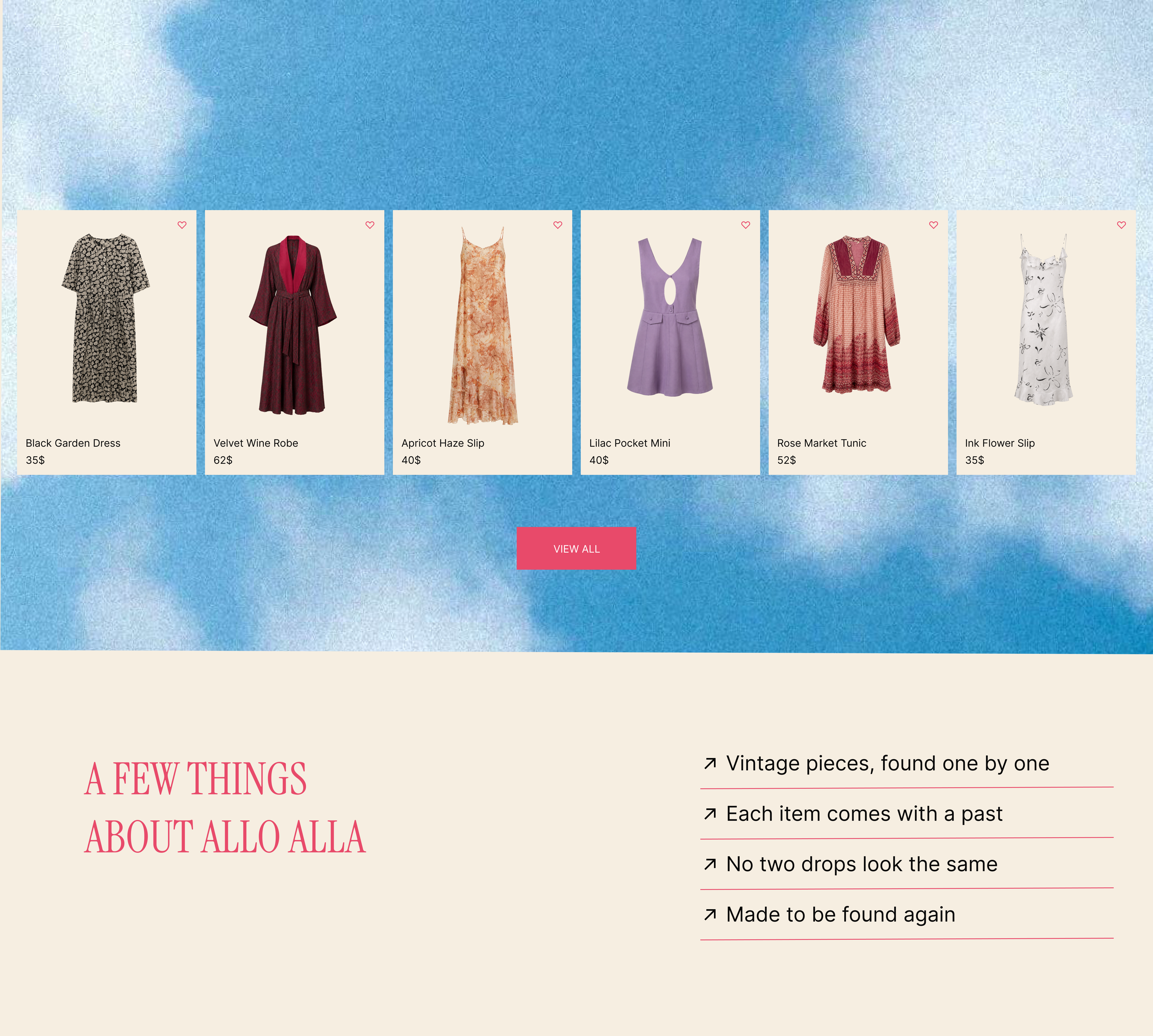 ALLO ALLA desktop online store concept